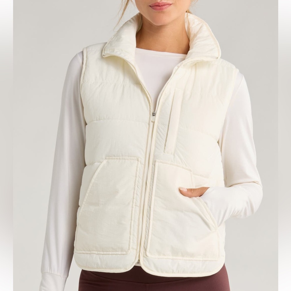 Zella Packable Quilted Vest - Ivory Egret